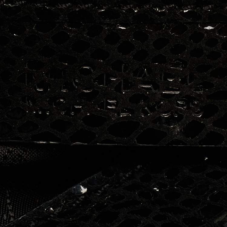Pre Owned MICHAEL Michael Kors Black Python Effect Alcantara Fulton Hobo