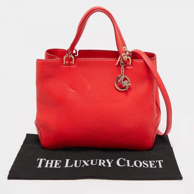 Pre Owned MICHAEL Michael Kors Red Soft Leather Anabelle Zip Tote
