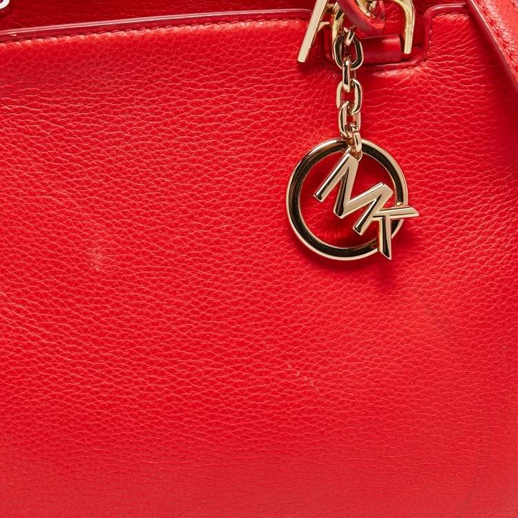 Pre Owned MICHAEL Michael Kors Red Soft Leather Anabelle Zip Tote