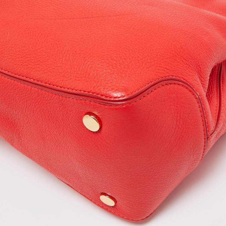 Pre Owned MICHAEL Michael Kors Red Soft Leather Anabelle Zip Tote