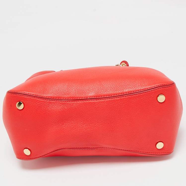 Pre Owned MICHAEL Michael Kors Red Soft Leather Anabelle Zip Tote