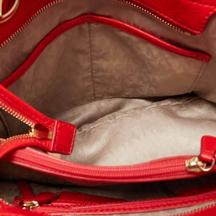 Pre Owned MICHAEL Michael Kors Red Soft Leather Anabelle Zip Tote