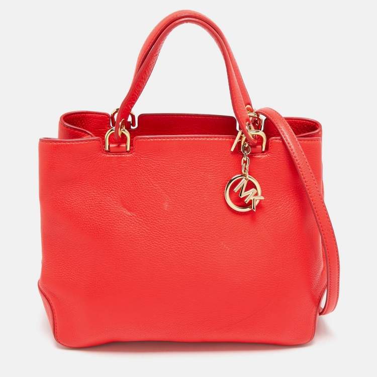 Pre Owned MICHAEL Michael Kors Red Soft Leather Anabelle Zip Tote