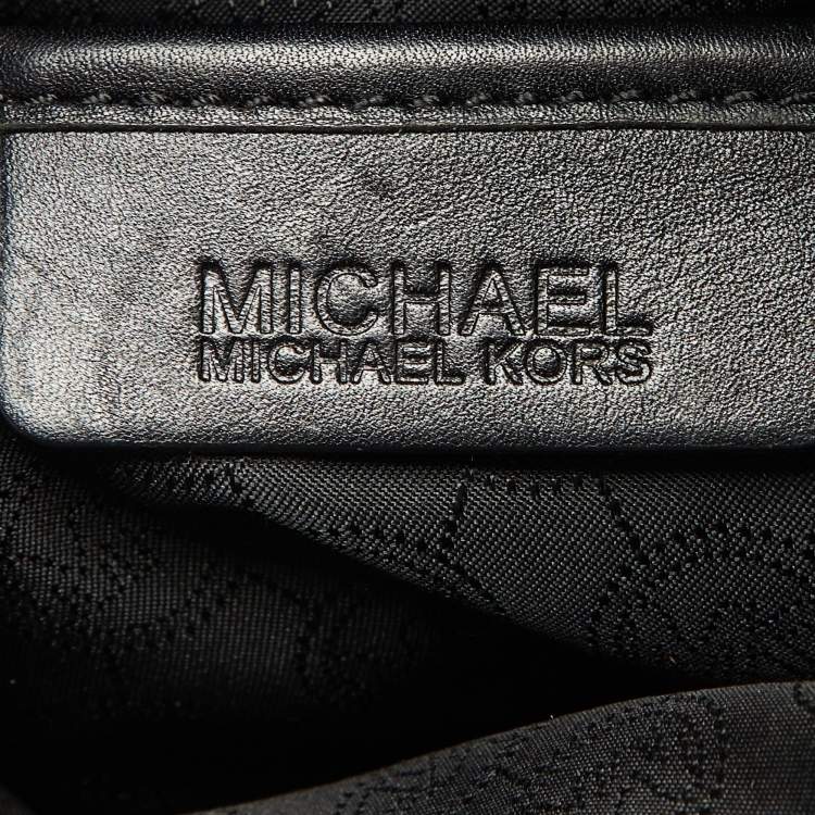 Pre Owned MICHAEL Michael Kors Black Signature Canvas and Leather Jet Set Tote