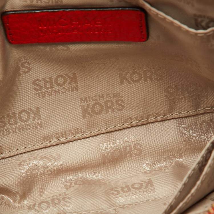 Pre Owned MICHAEL Michael Kors Orange Leather Wristlet Clutch