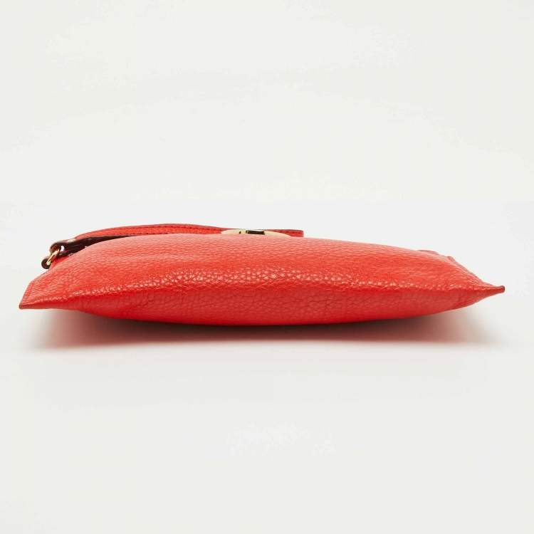 Pre Owned MICHAEL Michael Kors Orange Leather Wristlet Clutch