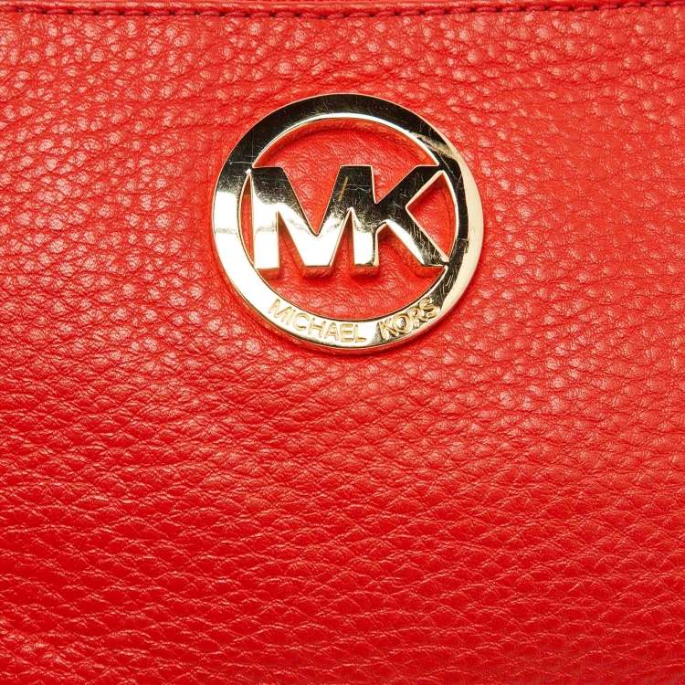 Pre Owned MICHAEL Michael Kors Orange Leather Wristlet Clutch