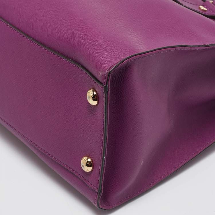 Pre Owned MICHAEL Michael Kors Purple Leather Large Hamilton North South Tote