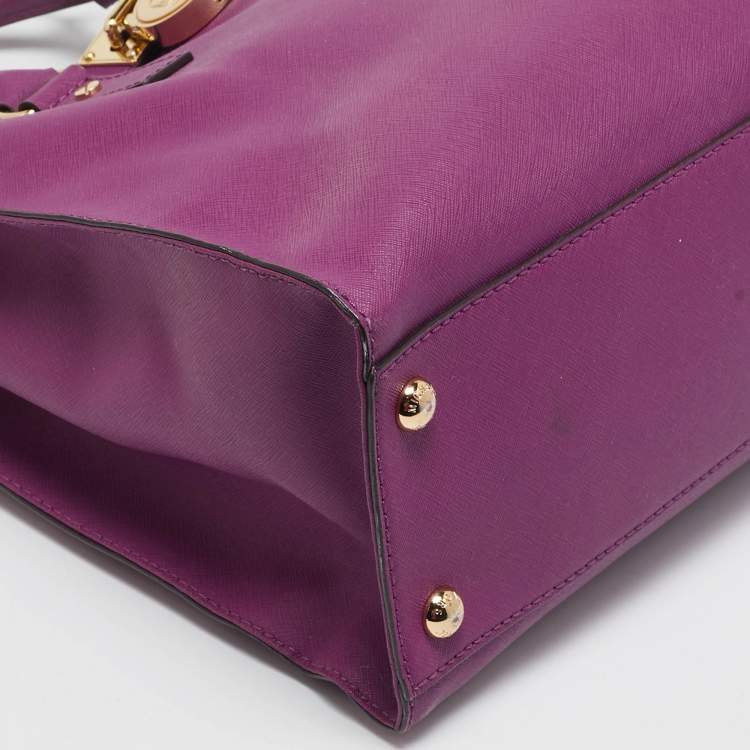 Pre Owned MICHAEL Michael Kors Purple Leather Large Hamilton North South Tote