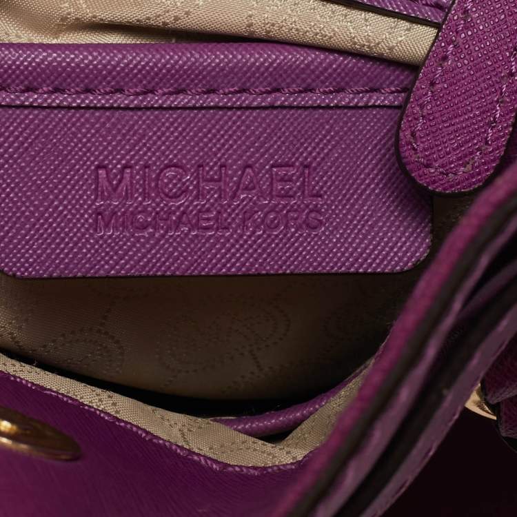 Pre Owned MICHAEL Michael Kors Purple Leather Large Hamilton North South Tote