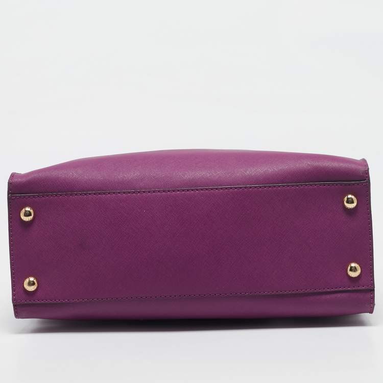 Pre Owned MICHAEL Michael Kors Purple Leather Large Hamilton North South Tote