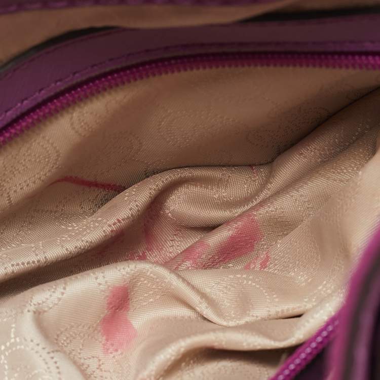 Pre Owned MICHAEL Michael Kors Purple Leather Large Hamilton North South Tote