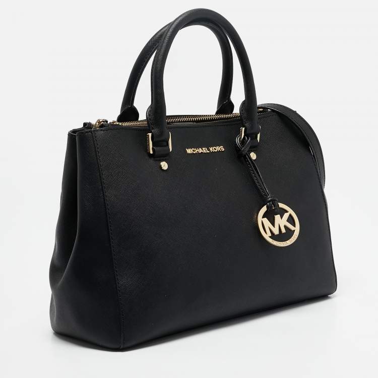 Pre Owned MICHAEL Michael Kors Black Leather Medium Sutton Tote