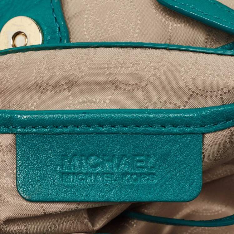 Pre Owned MICHAEL Michael Kors Green Leather North South Tote