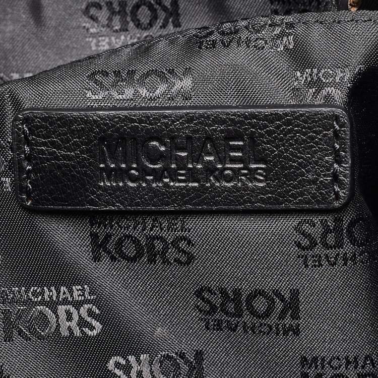 Pre Owned MICHAEL Michael Kors Black/Beige Signature Canvas and Leather Gansevoort Tote
