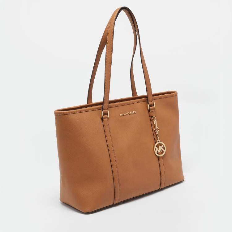 Pre Owned MICHAEL Michael Kors Brown Coated Canvas Large Sady Carryall Tote