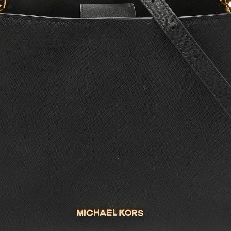 Pre Owned MICHAEL Michael Kors Black Saffiano Leather Portia Top Handle Bag