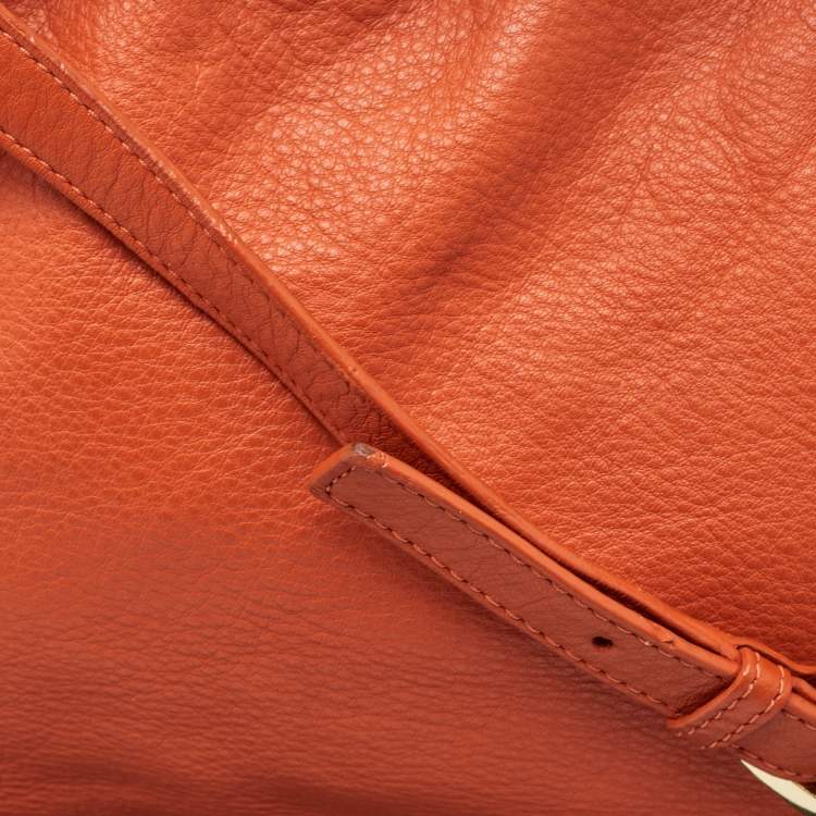 Pre Owned MICHAEL Michael Kors Orange Leather Chain Top Handle Bag