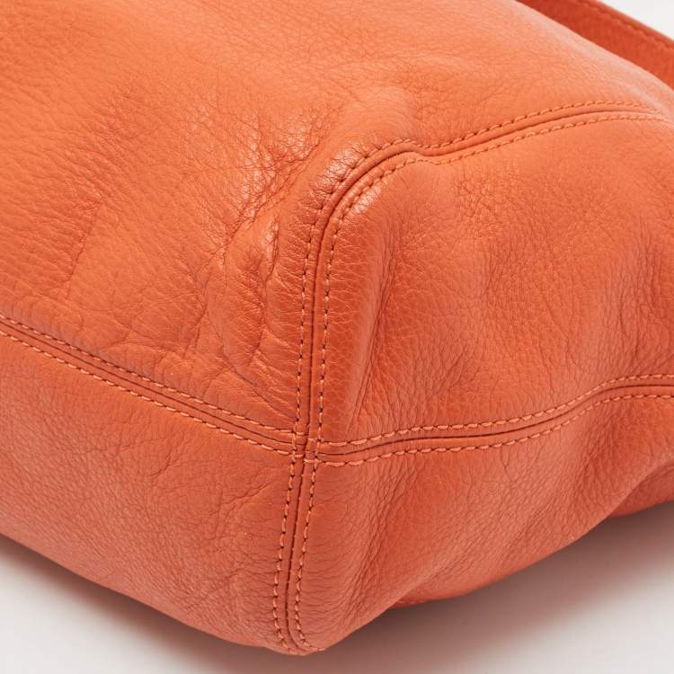 Pre Owned MICHAEL Michael Kors Orange Leather Chain Top Handle Bag