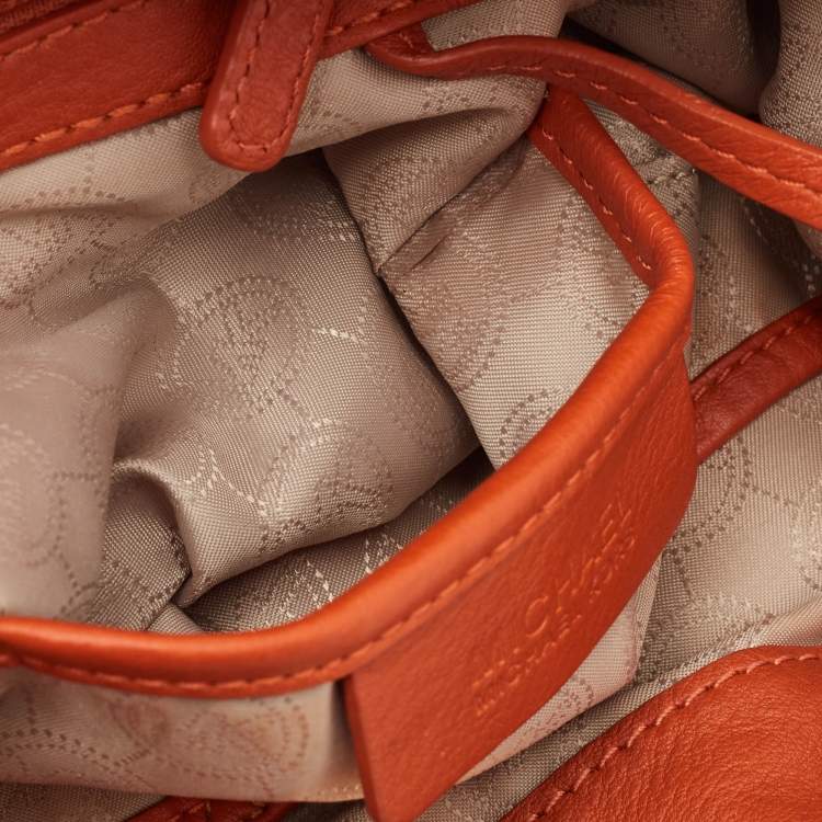 Pre Owned MICHAEL Michael Kors Orange Leather Chain Top Handle Bag