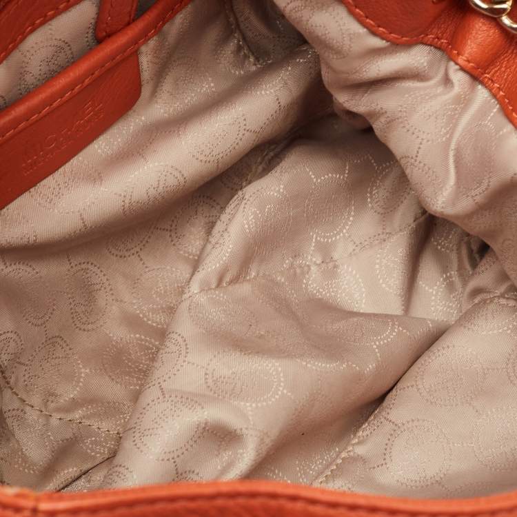 Pre Owned MICHAEL Michael Kors Orange Leather Chain Top Handle Bag