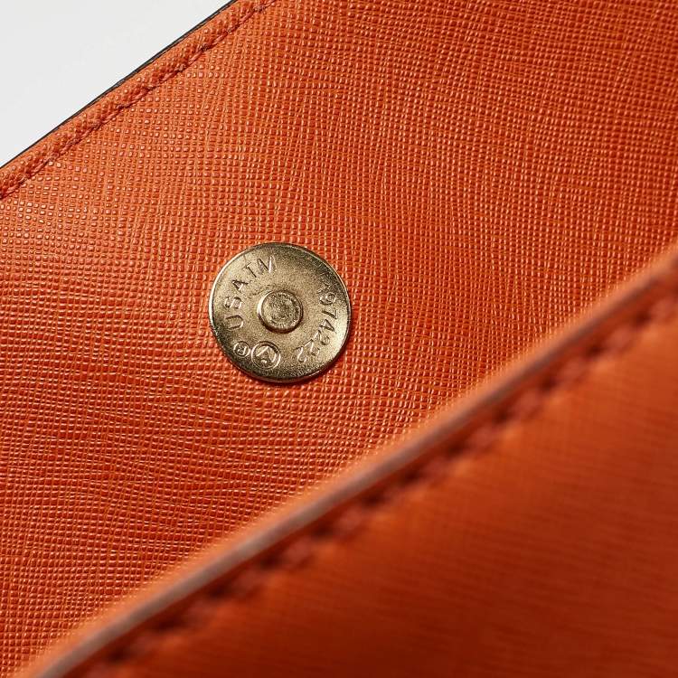 Pre Owned MICHAEL Michael Kors Orange Saffiano Leather Large Studded Hamilton Tote