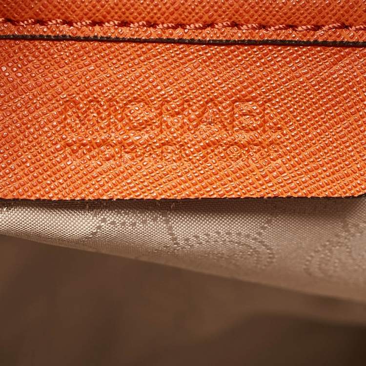 Pre Owned MICHAEL Michael Kors Orange Saffiano Leather Large Studded Hamilton Tote