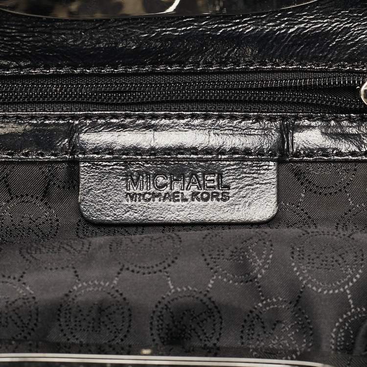 Pre Owned MICHAEL Michael Kors Black/Grey Leopard Print Calf Hair Berkley Clutch