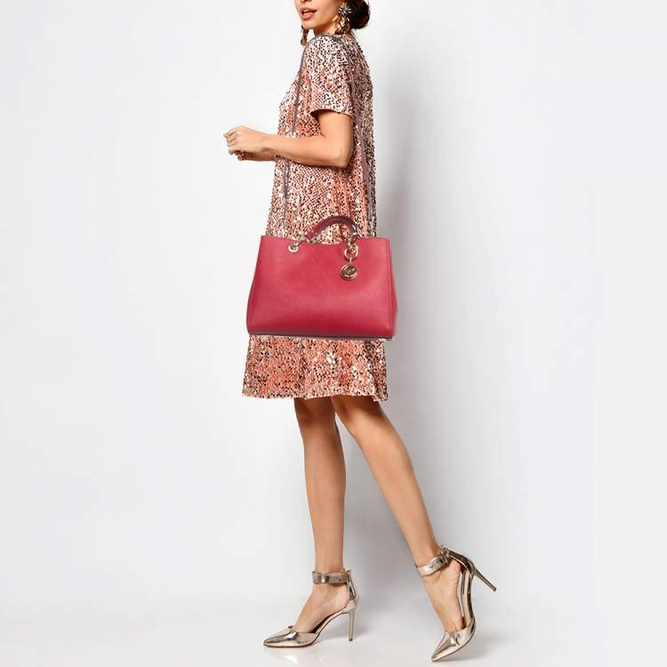 Pre Owned MICHAEL Michael Kors Red Leather Cynthia Tote