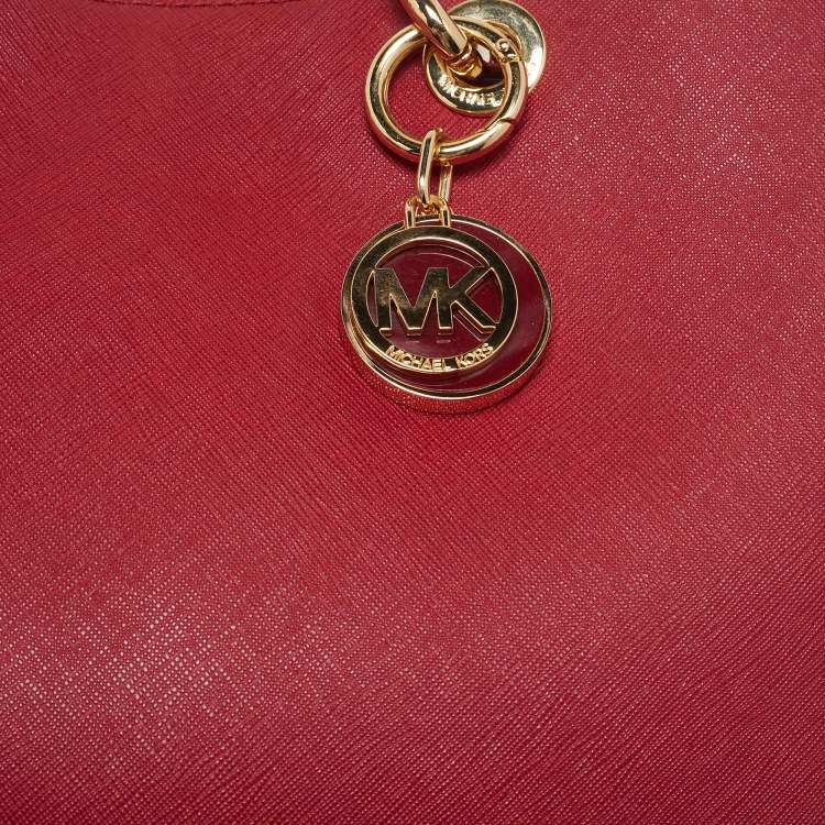 Pre Owned MICHAEL Michael Kors Red Leather Cynthia Tote