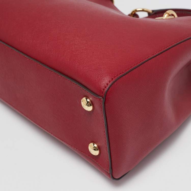 Pre Owned MICHAEL Michael Kors Red Leather Cynthia Tote