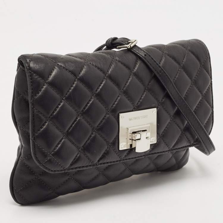 Pre Owned MICHAEL Michael Kors Black Quilted Leather Crossbody Bag