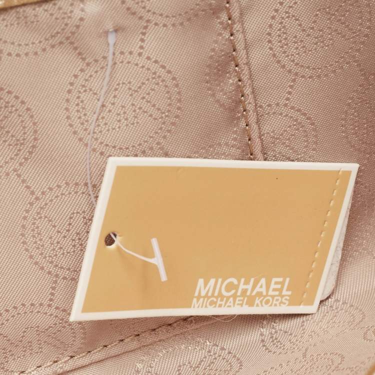 Pre Owned MICHAEL Michael Kors Gold Snake Effect Suede Sutton Clutch