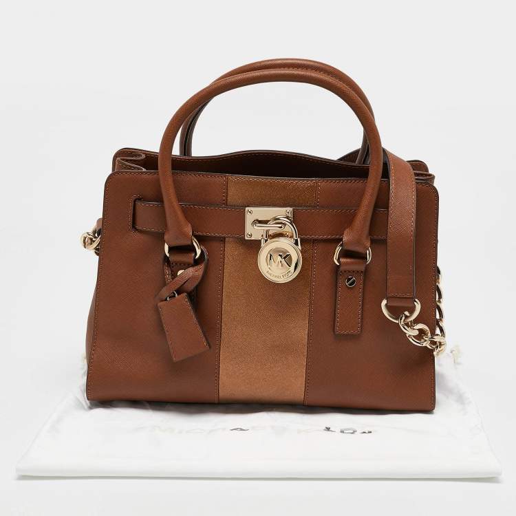 Pre Owned MICHAEL Michael Kors Brown Leather Medium Hamilton East West Tote