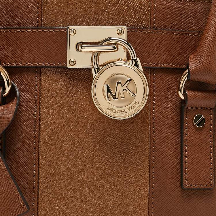 Pre Owned MICHAEL Michael Kors Brown Leather Medium Hamilton East West Tote