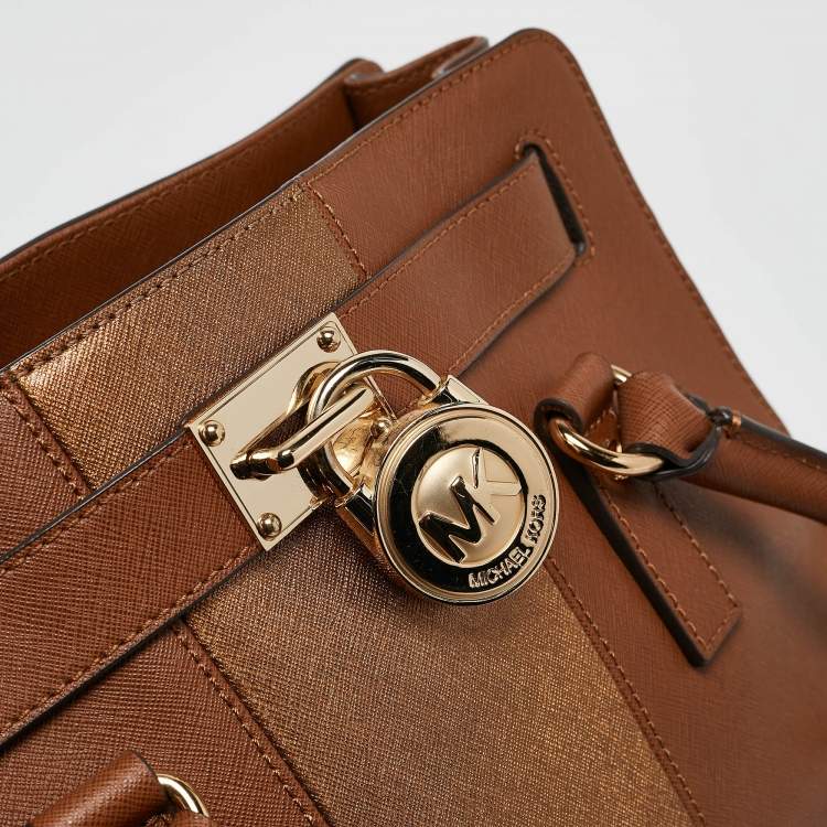 Pre Owned MICHAEL Michael Kors Brown Leather Medium Hamilton East West Tote