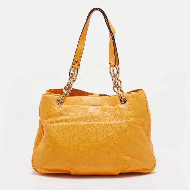 Pre Owned MICHAEL Michael Kors Dark Yellow Leather Fulton Chain Tote