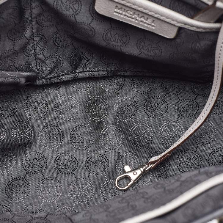 Pre Owned MICHAEL Michael Kors Grey/White Saffiano Leather Jet Set Tote