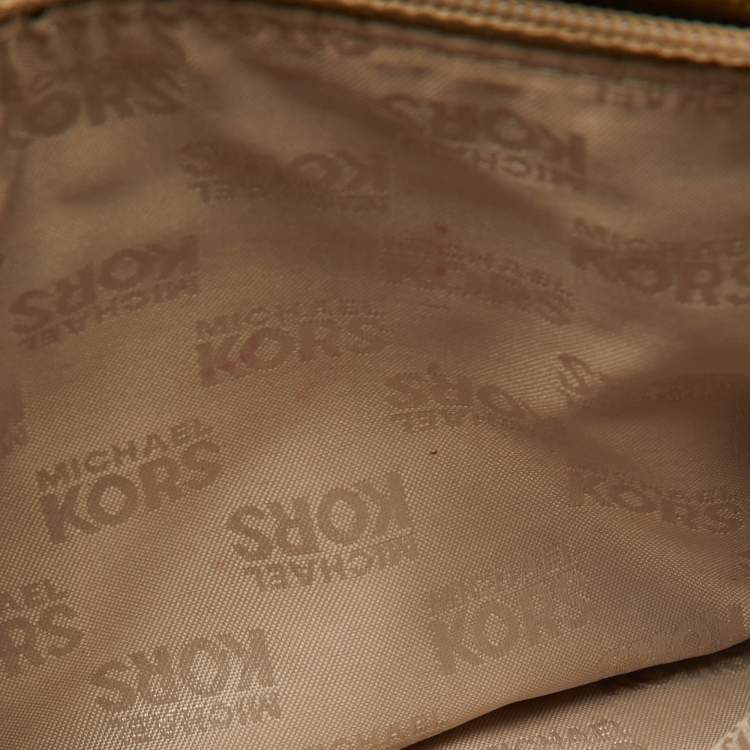 Pre Owned MICHAEL Michael Kors Metallic Gold Leather Fulton Crossbody Bag