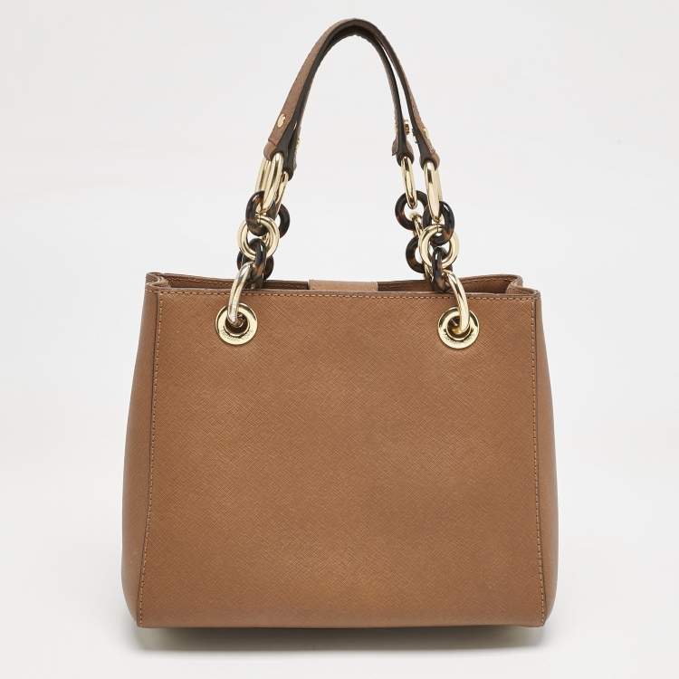 Pre Owned MICHAEL Michael Kors Brown Leather Small Cynthia Tote 