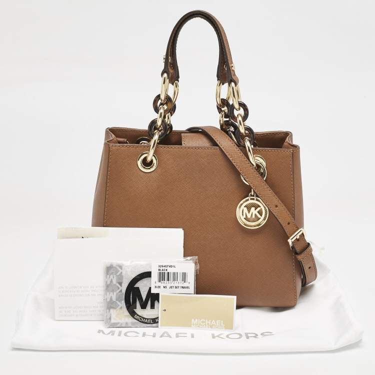 Pre Owned MICHAEL Michael Kors Brown Leather Small Cynthia Tote 