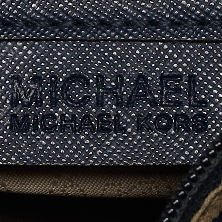 Pre Owned MICHAEL Michael Kors Navy Blue Leather Large East West Hamilton Tote