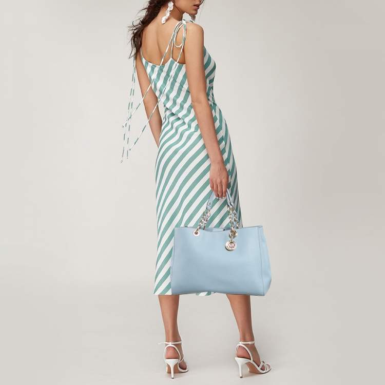 Pre Owned MICHAEL Michael Kors Light Blue Saffiano Leather Large Cynthia Tote