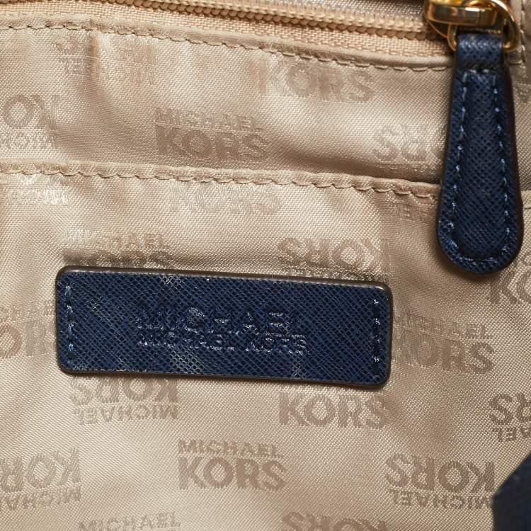 Pre Owned MICHAEL Michael Kors Navy Blue Saffiano Leather Jet Set Travel Chain Shoulder Bag