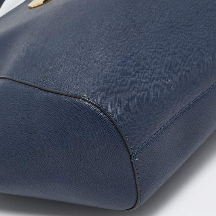 Pre Owned MICHAEL Michael Kors Navy Blue Saffiano Leather Jet Set Travel Chain Shoulder Bag