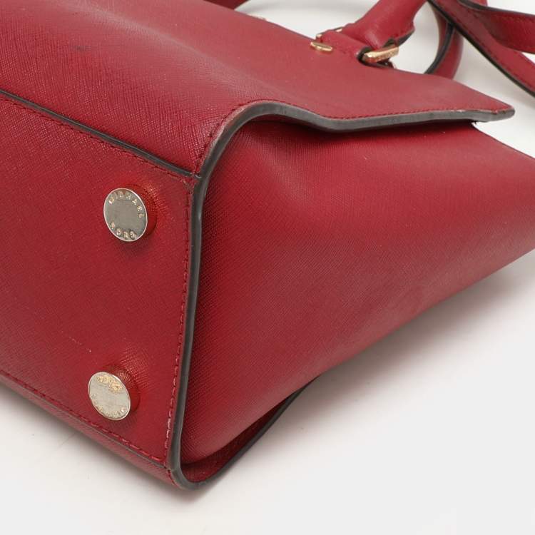 Pre Owned MICHAEL Michael Kors Red Blue Leather Medium Selma Satchel