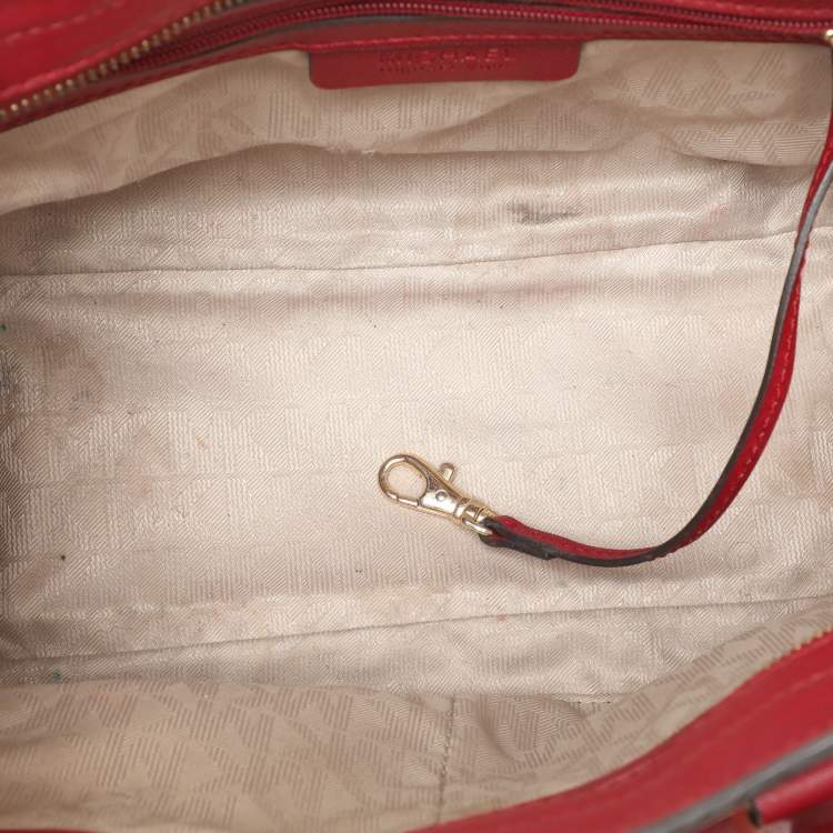 Pre Owned MICHAEL Michael Kors Red Blue Leather Medium Selma Satchel