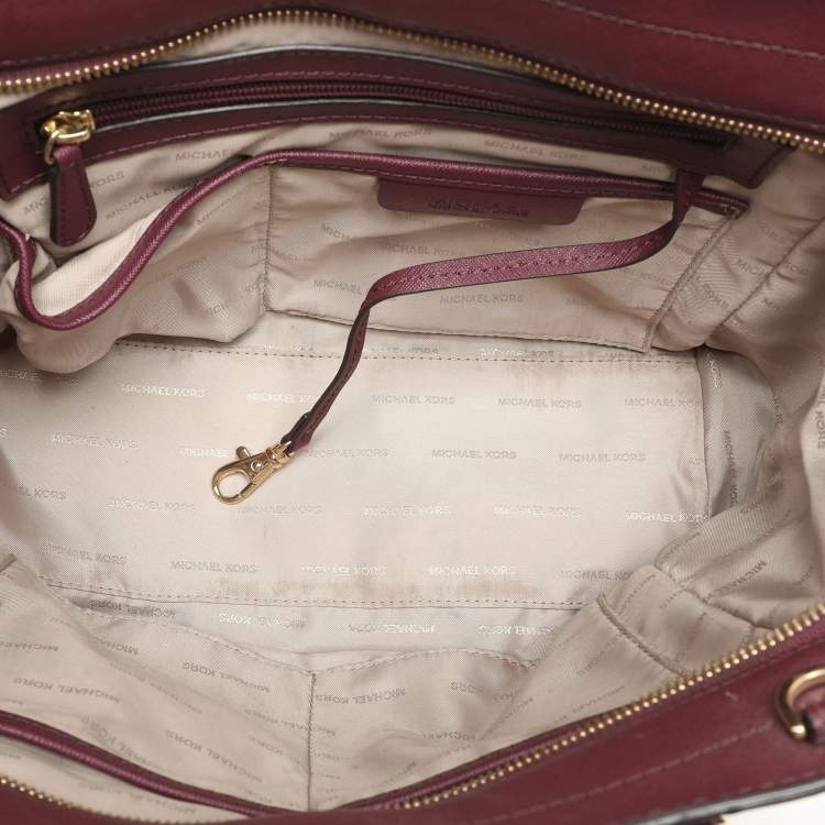 Pre Owned MICHAEL Michael Kors Burgundy Leather Dee Dee Convertible Tote