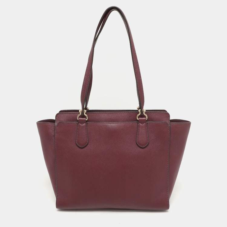 Pre Owned MICHAEL Michael Kors Burgundy Leather Dee Dee Convertible Tote