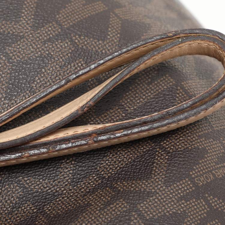 Pre Owned MICHAEL Michael Kors Brown Coated Canvas And Leather Jet Set Travel Tote